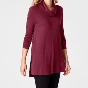 J. Jill  Cotton Cowl Neck Tunic Burgundy